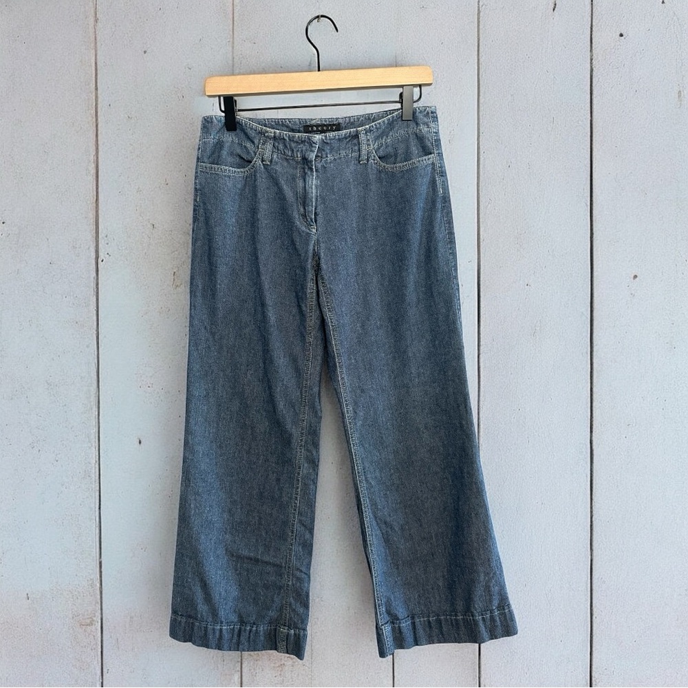 Theory Women 100% Cotton Low Rise Wide-Leg Relaxed Cropped Denim Jean Pants